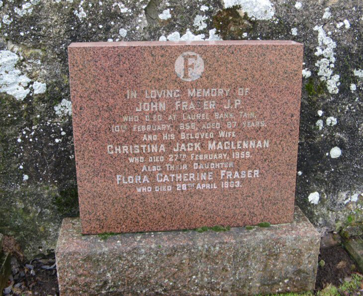Photo of headstones/Christina jack MacLennan died 1959 MI Rosskeen
